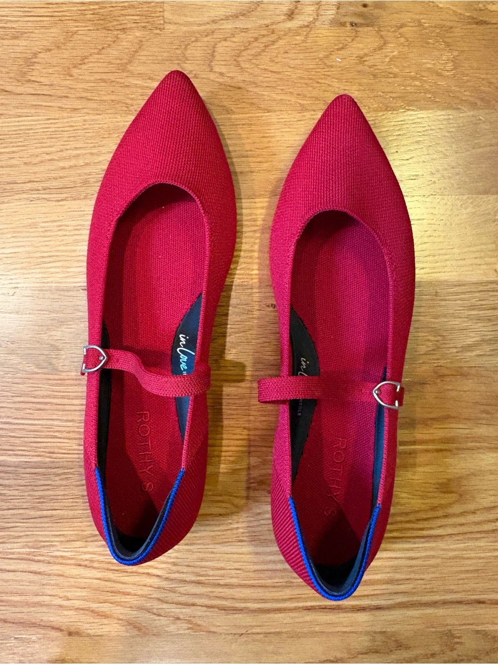 Rothy's Women's Pointed Red Mary Jane Flats size 10.5